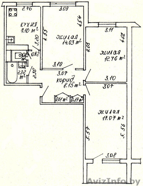 3-x комнатная аккуратная квартира ул. Одинцова 18/1 2/9п застекл. лоджия - Изображение #1, Объявление #104019