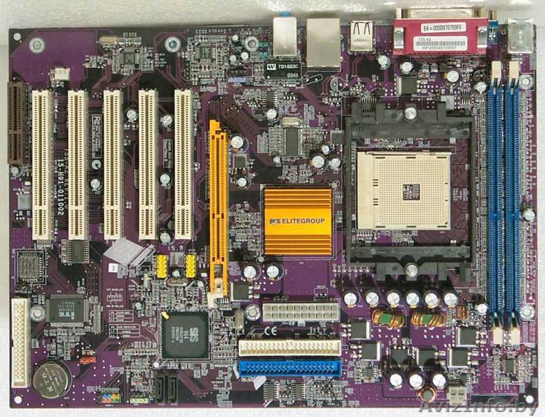 Нерабочая материнская плата ECS 755-A2 Socket 754 - Изображение #1, Объявление #326666