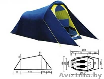 Палатка туристическая «TUNNEL-2» с тамбуром, 2-х слойная (280х155х105) - Изображение #1, Объявление #354767