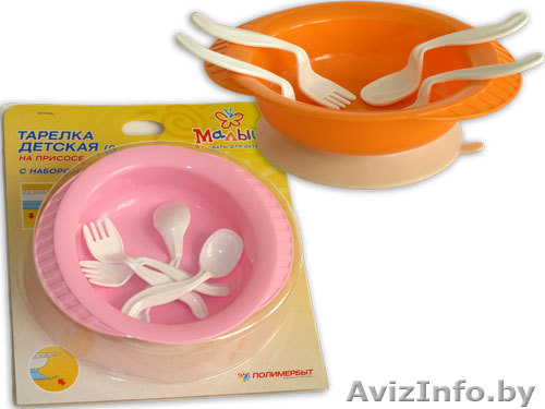 ТАРЕЛКА ДЕТСКАЯ НА ПРИСОСЕ С НАБОРОМ ВИЛОК И ЛОЖЕК - Изображение #1, Объявление #607045