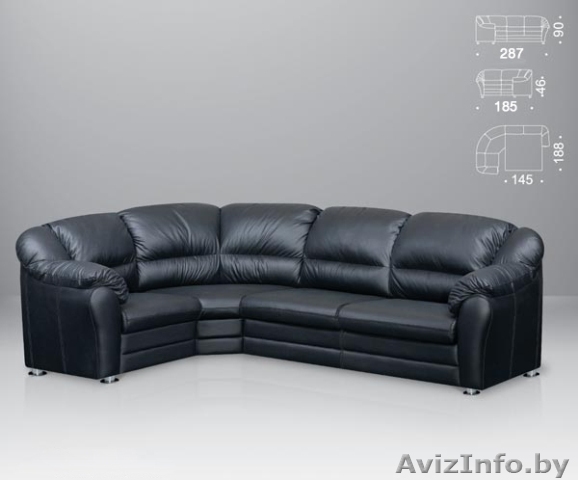 Диван-кровать угловой черный кожаный новый «Грация» - Изображение #1, Объявление #879877