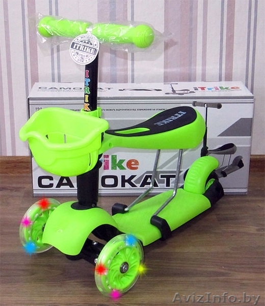 Детский самокат + беговел RS iTRIKE 2в1 (салатовый) - Изображение #1, Объявление #1380210