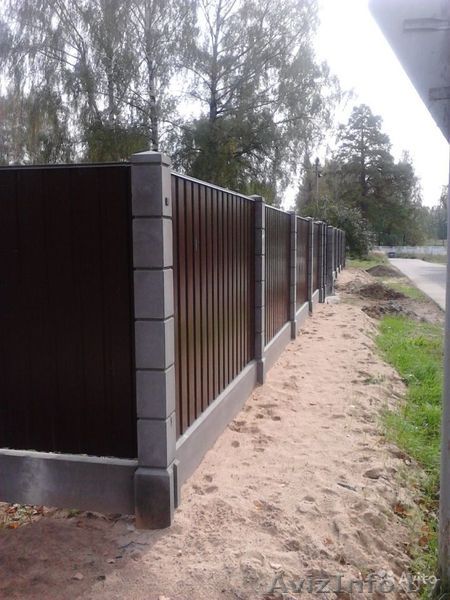 Заборы из профнастила. Цена с установкой под ключ или установка из Ваших материа - Изображение #1, Объявление #1491334