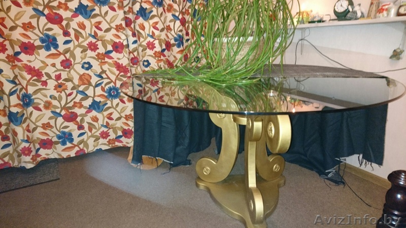 Стол стеклянный нога массив дуба - Изображение #1, Объявление #1486421