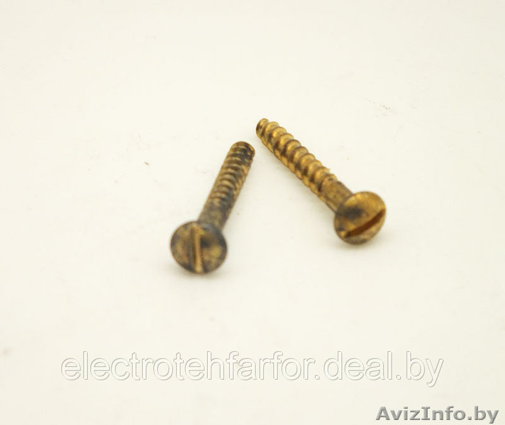Шуруп 3,5* 25 с полукруглой головкой, прямой шлиц, латунь - Изображение #1, Объявление #1546112