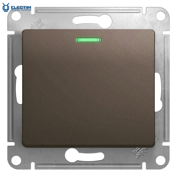 1-клавишный переключатель с подсветкой, сх.6а,10АХ, механизам, ШОКОЛАД - Изображение #1, Объявление #1676882