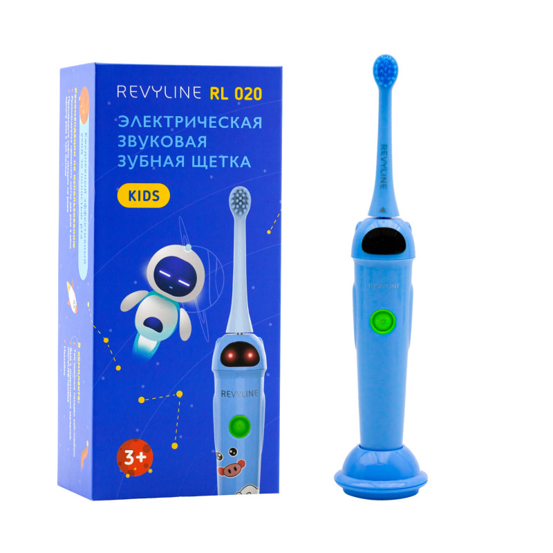 Детская щетка Revyline RL 020 Kids в синем корпусе с 3 насадками - Изображение #1, Объявление #1725967