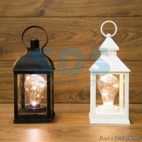 Декоративный фонарь с лампочкой, белый корпус, размер 10.5х10.5х24 см, цвет ТЕПЛ - Изображение #2, Объявление #1642458