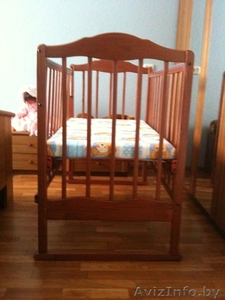 Кроватка новая  для новорожденного ребенка, деревянная, с маятником - Изображение #3, Объявление #230332