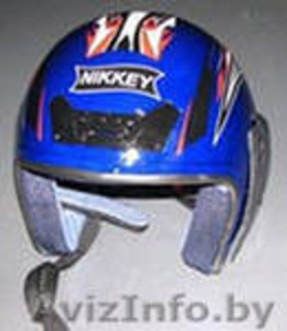 Шлем защитный Nikkey 202 (мотошлем для скутера, мотоцикла,квадрацикла). Синий,кр - Изображение #2, Объявление #789076