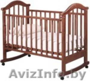 Кроватка детская РИО модель Виктория-2 колесо/качалка, автоспинка, цвет орех - Изображение #1, Объявление #826429