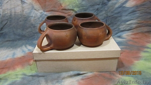 Глиняные чашки для кофе (молочный обжиг) 4шт.  в подарочной упаковке - Изображение #2, Объявление #943497