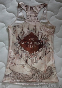 Майка "Карта мародеров" (из книги "Гарри Поттер") для девочки-подростка - Изображение #3, Объявление #1118071