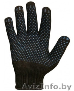 Перчатки х/б 7,5 класс с ПВХ черные (точка) - Изображение #1, Объявление #1229413