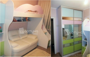 Розовая двухъярусная кровать чердак с диваном внизу - Изображение #2, Объявление #1400411