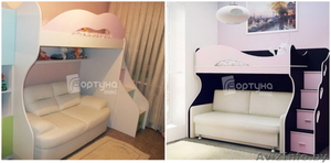 Розовая двухъярусная кровать чердак с диваном внизу - Изображение #1, Объявление #1400411
