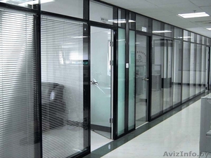 Офисные перегородки и двери из каленого стекла, алюминия   - Изображение #1, Объявление #1343738