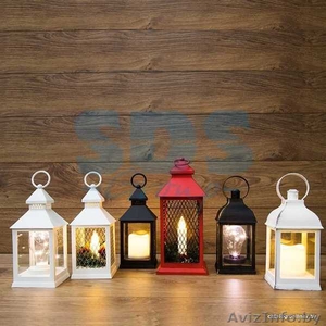 Декоративный фонарь со свечкой, черный корпус, размер 10.5х10.5х24 см, цвет тепл - Изображение #3, Объявление #1642455