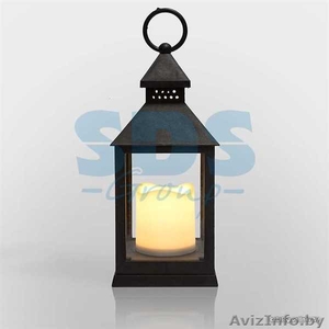 Декоративный фонарь со свечкой, черный корпус, размер 10.5х10.5х24 см, цвет тепл - Изображение #4, Объявление #1642455