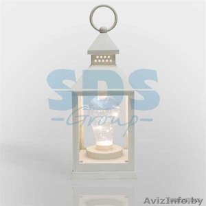 Декоративный фонарь с лампочкой, белый корпус, размер 10.5х10.5х24 см, цвет ТЕПЛ - Изображение #4, Объявление #1642458