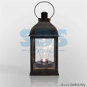 Декоративный фонарь с лампочкой, бронзовый корпус, размер 10.5х10.5х22,5 см, цве - Изображение #2, Объявление #1642461