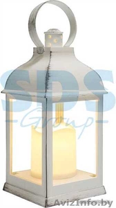 Декоративный фонарь со свечкой, белый корпус, размер 10.5х10.5х22,35 см, цвет те - Изображение #5, Объявление #1642430