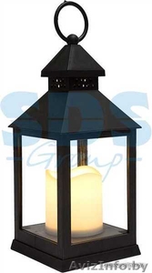 Декоративный фонарь со свечкой, черный корпус, размер 10.5х10.5х24 см, цвет тепл - Изображение #5, Объявление #1642455
