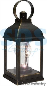 Декоративный фонарь с лампочкой, бронзовый корпус, размер 10.5х10.5х22,5 см, цве - Изображение #3, Объявление #1642461