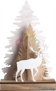 Деревянная фигурка с подсветкой Елочка с оленем 18-7-29 см - Изображение #1, Объявление #1642564