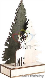 Деревянная фигурка с подсветкой Елочка с оленем 12-6-21,5 см - Изображение #2, Объявление #1642580