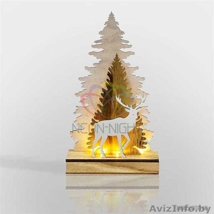 Деревянная фигурка с подсветкой Елочка с оленем 18-7-29 см - Изображение #4, Объявление #1642564