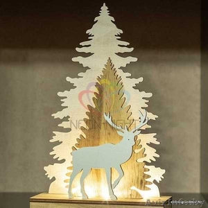 Деревянная фигурка с подсветкой Елочка с оленем 18-7-29 см - Изображение #5, Объявление #1642564