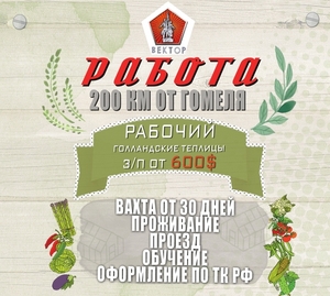 Требуются рабочие в теплицы,  оформление,  проживание