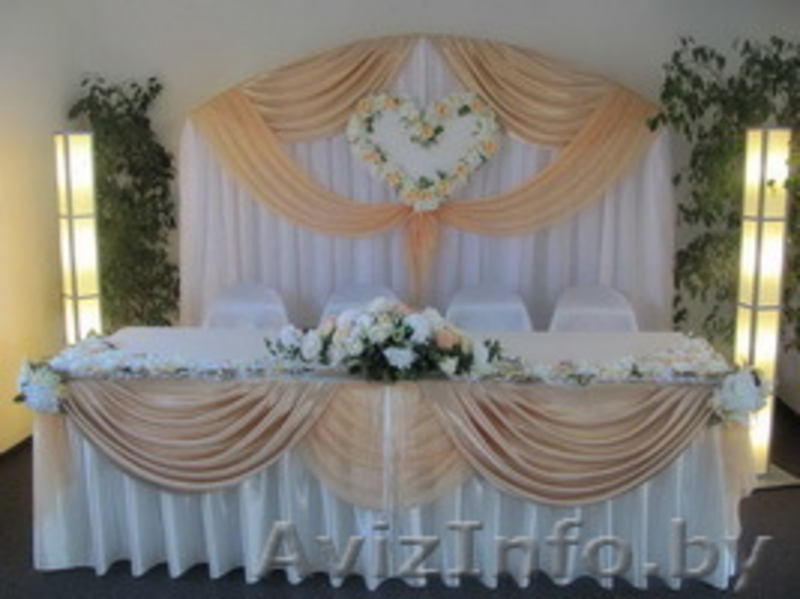 Оформление залов тканями и цветочными композициями.Прокат свадебной атрибутики. - Изображение #1, Объявление #349091