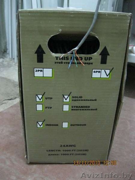Сетевой кабель "витая пара" медь 4пары UTP, остаток 90м - Изображение #2, Объявление #418884