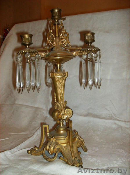 Позолоченный бронзовый канделябр с хрустальными подвесками - Изображение #4, Объявление #804738
