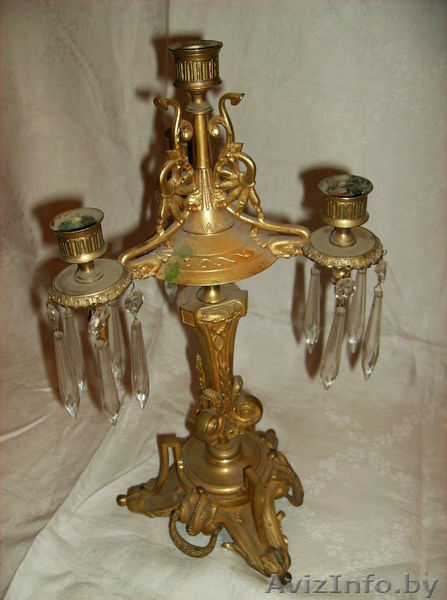 Позолоченный бронзовый канделябр с хрустальными подвесками - Изображение #3, Объявление #804738