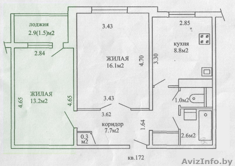 2-комн. квартира хорошая, 49,7/29,3/8,8, аккуратная, Серебрянка, начало Рокоссов - Изображение #2, Объявление #1251834