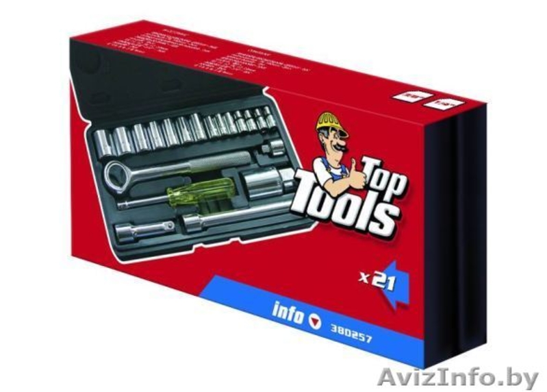 Набор торцевых головок и ключей 20 ед. Top Tools 38D257 - Изображение #3, Объявление #1320488