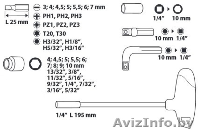 Набор сменных наконечников и головок TOPEX состоит из 41 предмета, упакованного  - Изображение #3, Объявление #1321483