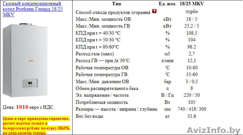 Газовый конденсационный котел Protherm Гепард 18/25 MKV - Изображение #2, Объявление #1510642