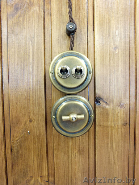 Выключатель двухрычажковый Petrucci, латунь, Патина коричневая. - Изображение #3, Объявление #1545944