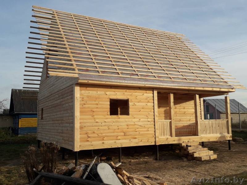 Дома сруб из бруса Антон 9 × 9 с террасой установка в Несвиже - Изображение #4, Объявление #1614245