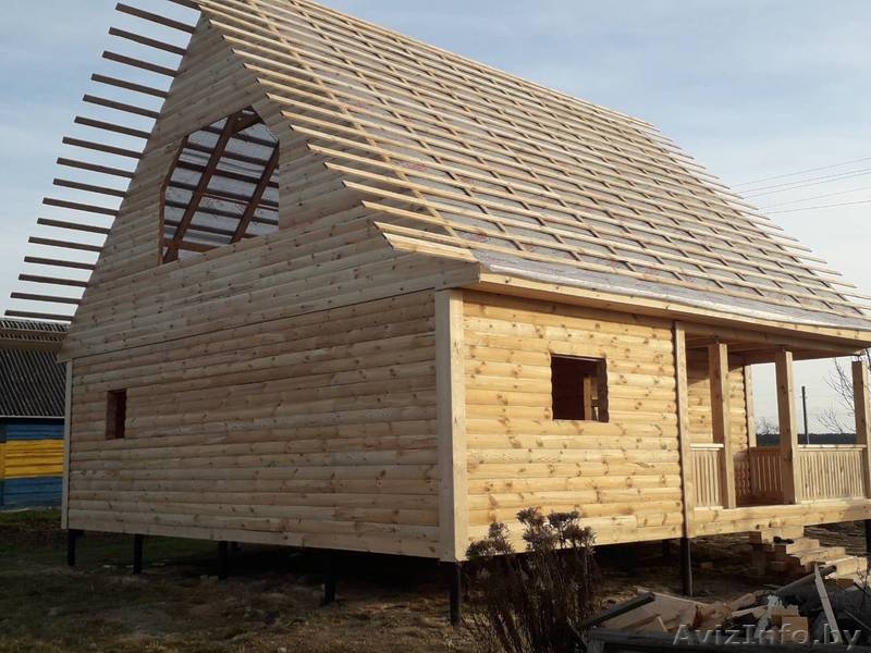 Дома сруб из бруса Антон 9 × 9 с террасой установка в Зеленом Боре - Изображение #3, Объявление #1614267