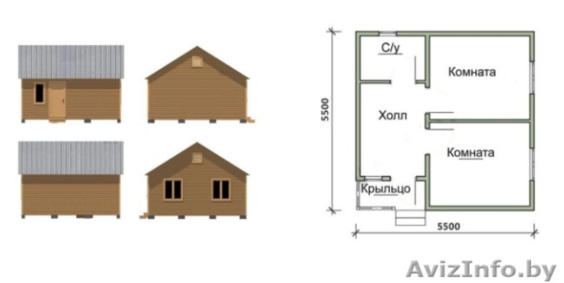 Дом сруб Алекс 5.5х5.5 из профилированного бруса - Изображение #3, Объявление #1623394