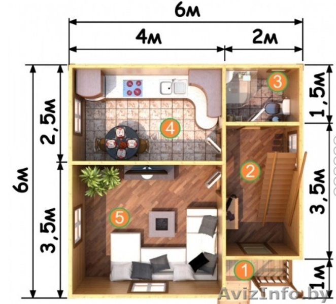 Дом сруб из бруса 6х6 Менск 63 кв.м. - Изображение #5, Объявление #1623397