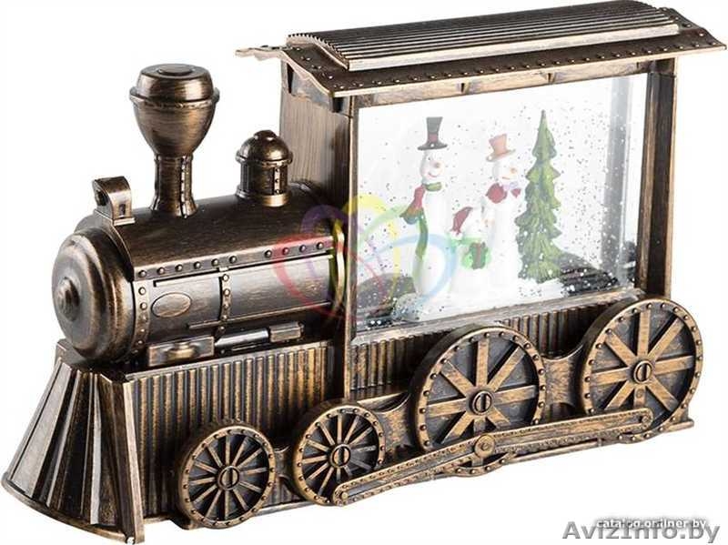 Декоративный светильник Паровозик с эффектом снегопада, подсветкой и новогодней  - Изображение #2, Объявление #1642406