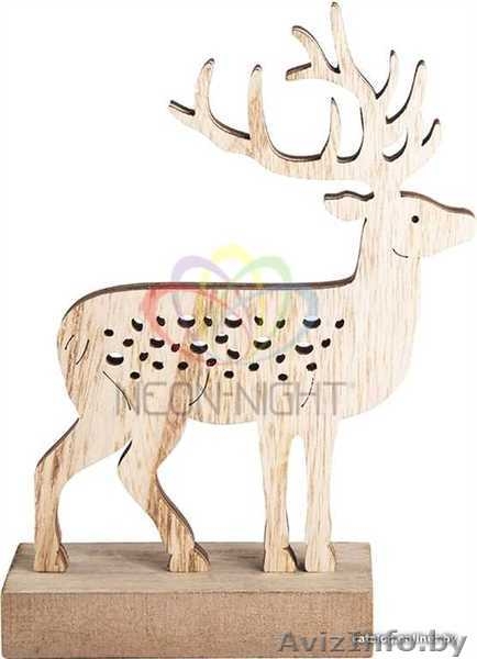 Деревянная фигурка с подсветкой Олень 14,5-5-19 см - Изображение #1, Объявление #1642555