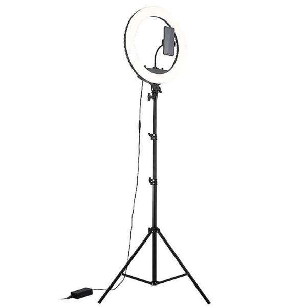 Лампа кольцевая 45 см HQ-18, 112 диода, 55 Вт,   держатель смартфона   сумка   штатив 2,1 м. - Изображение #1, Объявление #1668353