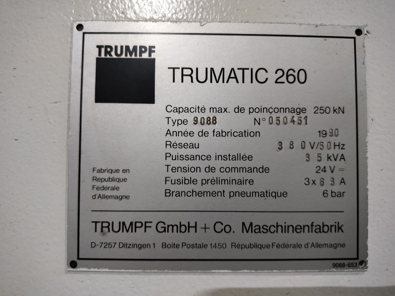 Координатно-пробивной пресс TRUMPF TRUMATIC 260 ROTATION - Изображение #3, Объявление #1744712